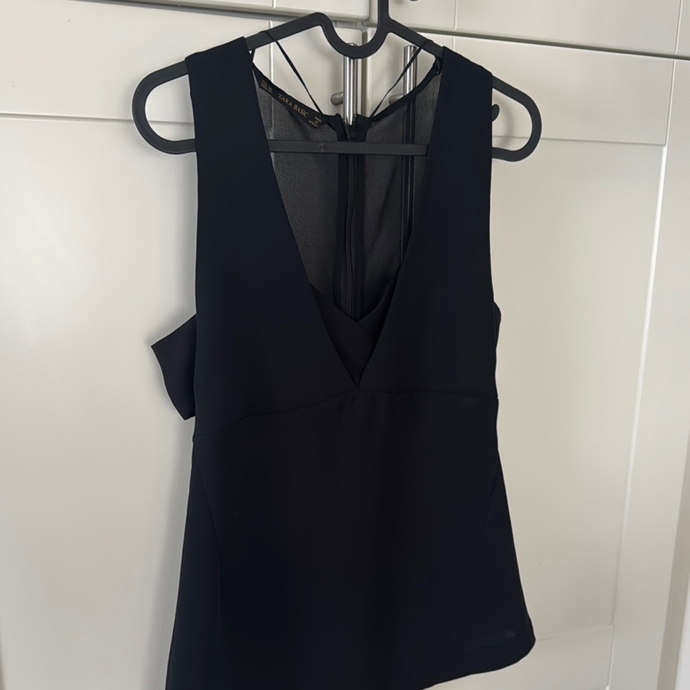 Zara Black Asymmetrical Cut-Out Tank Top